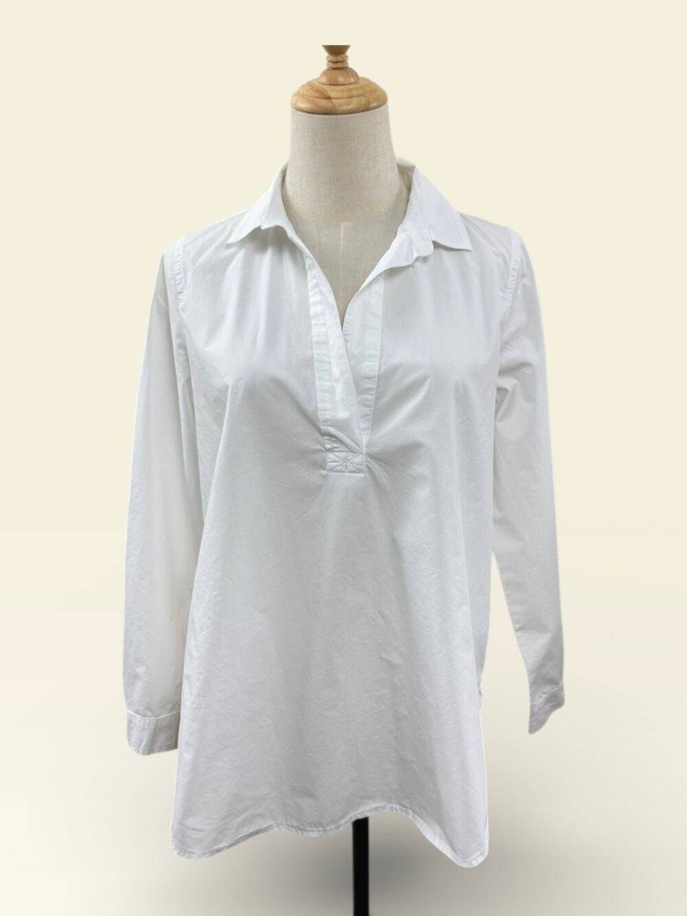 J.Crew Classic White Split Neck Tunic Top, Size Small